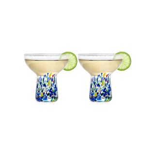 Stemless Margarita Glass Set Of 2 14OZ Luxury Hand Blown Confetti Margaritas For Cocktails Water Win