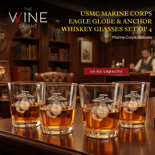 Marine Usmc Whiskey Wine Glasses Set Of 4 Anchor And Globe Whiskey Glasses 10OZ Marines Gift