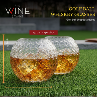 Golf Whiskey Glasses Set Of 2 15 Oz Golf Ball Shaped Old Fashioned Liquor Cocktail Glass Crystal Uni