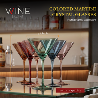 Colored Crystal Martini Cocktail Glass Set Of 6 Gift For Her Wife Mom Friend Large 10 Oz Glasses Uni