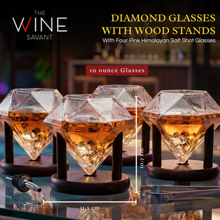 Set Of 4 Diamond Whiskey Wine Glasses 10OZ Wine Whiskey Water Diamond Shaped Diamonds Collection Spa