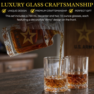 Army Whiskey Decanter Gift Set | 730mL Decanter 2 Whiskey