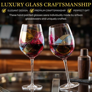 Beautiful Hand Painted Wine Glasses Premium Barware Gift Elegant Drinkware Collection