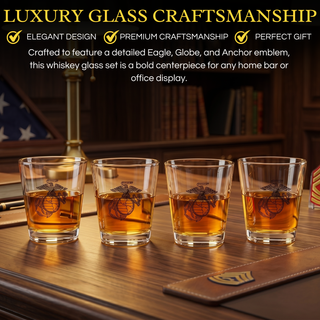 Marine Usmc Whiskey Wine Glasses Set Of 4 Anchor And Globe Whiskey Glasses 10OZ Marines Gift
