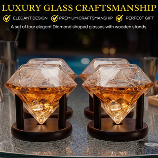 Set Of 4 Diamond Whiskey Wine Glasses 10OZ Wine Whiskey Water Diamond Shaped Diamonds Collection Spa