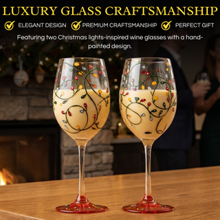 Stemmed Christmas Lights Wine Glasses Set Of 2 Hand Painted Wine Glass Ornament Light Bulbs Glasses