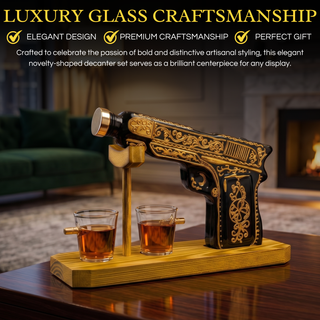 Hand Painted Pistol Whiskey Gun Decanter Premium Barware Gift