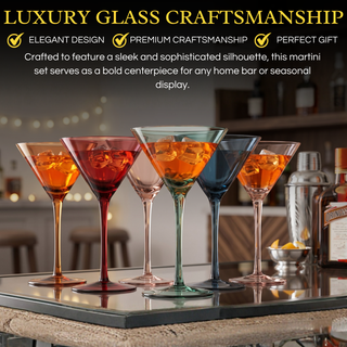 Colored Crystal Martini Cocktail Glass Set Of 6 Gift For Her Wife Mom Friend Large 10 Oz Glasses Uni
