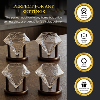 Set Of 4 Diamond Whiskey Wine Glasses 10OZ Wine Whiskey Water Diamond Shaped Diamonds Collection Spa