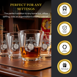Marine Usmc Whiskey Wine Glasses Set Of 4 Anchor And Globe Whiskey Glasses 10OZ Marines Gift