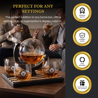 Whiskey Decanter Set With 4 Liquor Glasses Premium Barware Gift