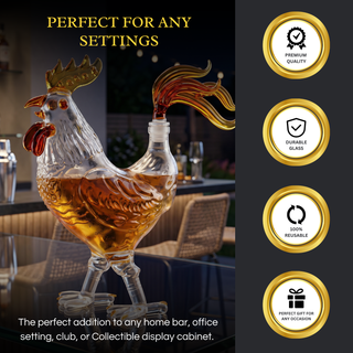 Chicken Whiskey And Wine Decanter Premium Barware Gift Elegant Drinkware Collection