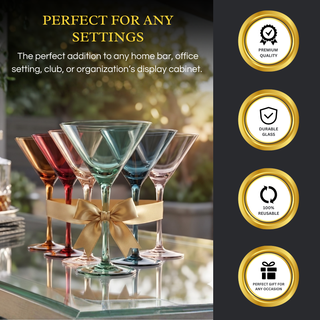 Colored Crystal Martini Cocktail Glass Set Of 6 Gift For Her Wife Mom Friend Large 10 Oz Glasses Uni