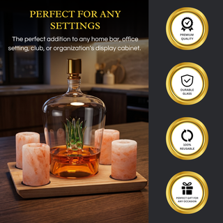 Tequila Decanter With Four Pink Himalayan Salt Shot Glasses Set Perfect For Tequila Agave Liquor Lov