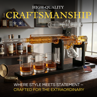 Whiskey Decanter Set Ar Limited Edition Wooden Silencer Stopper 800 Ml 4 12OZ Bullet Glasses Unique