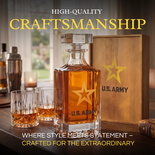 Army Whiskey Decanter Gift Set | 730mL Decanter 2 Whiskey