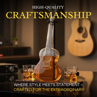 Guitar Whiskey Decanter Mahogany Base 1000 Ml Glass Decanter 14 H For Whiskey Scotch