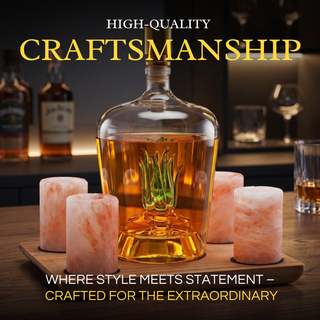 Tequila Decanter With Four Pink Himalayan Salt Shot Glasses Set Perfect For Tequila Agave Liquor Lov