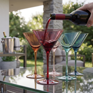 Colored Crystal Martini Cocktail Glass Set Of 6 Gift For Her Wife Mom Friend Large 10 Oz Glasses Uni
