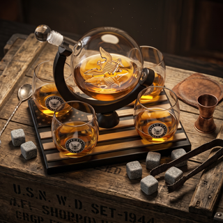 Whiskey Decanter Set With 4 Liquor Glasses Premium Barware Gift
