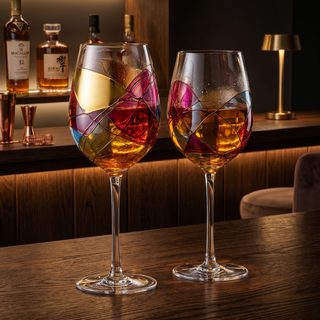 Beautiful Hand Painted Wine Glasses Premium Barware Gift Elegant Drinkware Collection