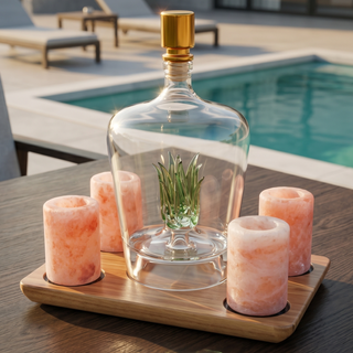 Tequila Decanter With Four Pink Himalayan Salt Shot Glasses Set Perfect For Tequila Agave Liquor Lov