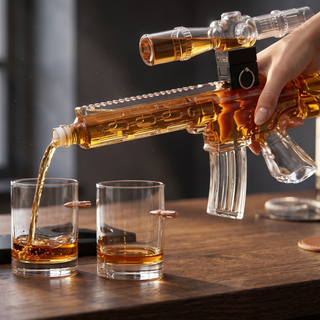 Whiskey Decanter Set Ar Limited Edition Wooden Silencer Stopper 800 Ml 4 12OZ Bullet Glasses Unique