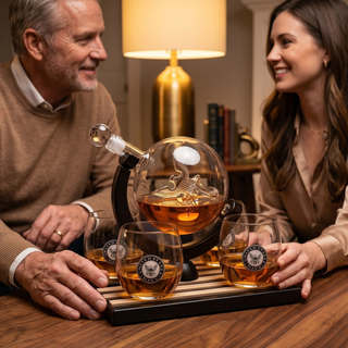 Whiskey Decanter Set With 4 Liquor Glasses Premium Barware Gift