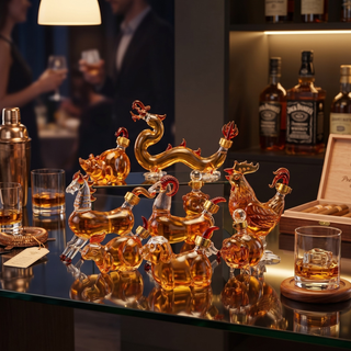 12 Chinese Zodiac Wine Whiskey Decanter Set Set Of 12 Miniature Hand Blown Decanters New Year Table