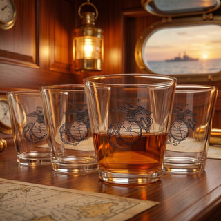 Marine Usmc Whiskey Wine Glasses Set Of 4 Anchor And Globe Whiskey Glasses 10OZ Marines Gift