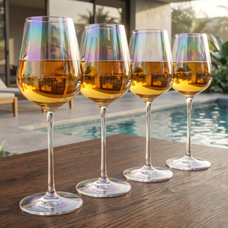 Iridescent Luster Large Radiance Wine Glasses Premium Barware Gift