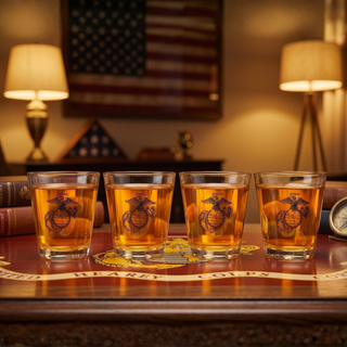 Marine Usmc Whiskey Wine Glasses Set Of 4 Anchor And Globe Whiskey Glasses 10OZ Marines Gift