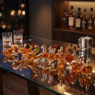 12 Chinese Zodiac Wine Whiskey Decanter Set Set Of 12 Miniature Hand Blown Decanters New Year Table