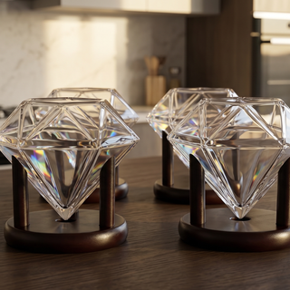 Set Of 4 Diamond Whiskey Wine Glasses 10OZ Wine Whiskey Water Diamond Shaped Diamonds Collection Spa