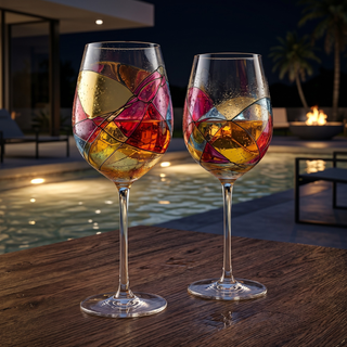 Beautiful Hand Painted Wine Glasses Premium Barware Gift Elegant Drinkware Collection