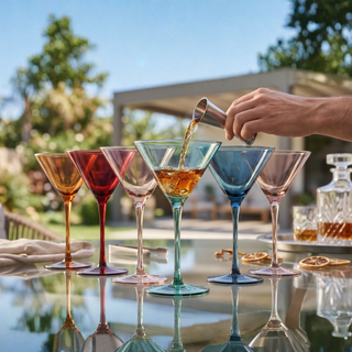 Colored Crystal Martini Cocktail Glass Set Of 6 Gift For Her Wife Mom Friend Large 10 Oz Glasses Uni