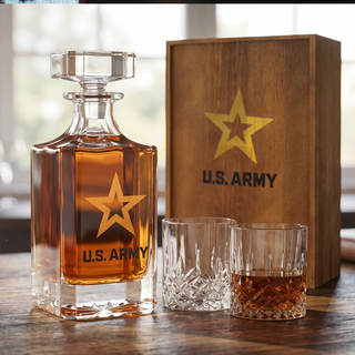 Army Whiskey Decanter Gift Set | 730mL Decanter 2 Whiskey