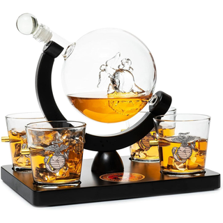 Marine Decanter Set With Four 3 Oz Shot Glasses 1000ML Marines Gift Decanter By Mari