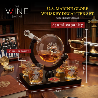 Marine Decanter Set With Four 3 Oz Shot Glasses 1000ML Marines Gift Decanter By Mari