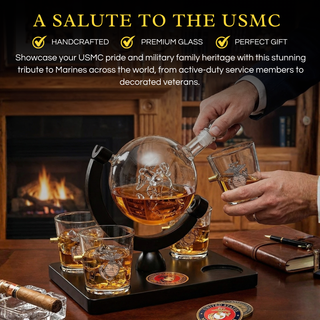 Marine Decanter Set With Four 3 Oz Shot Glasses 1000ML Marines Gift Decanter By Mari