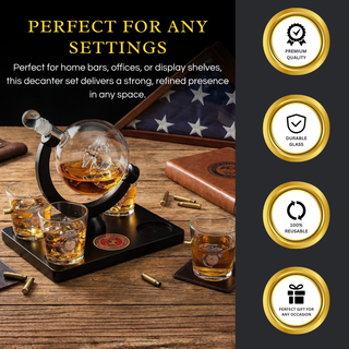 Marine Decanter Set With Four 3 Oz Shot Glasses 1000ML Marines Gift Decanter By Mari