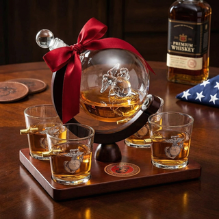 Marine Decanter Set With Four 3 Oz Shot Glasses 1000ML Marines Gift Decanter By Mari