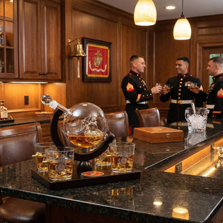 Marine Decanter Set With Four 3 Oz Shot Glasses 1000ML Marines Gift Decanter By Mari
