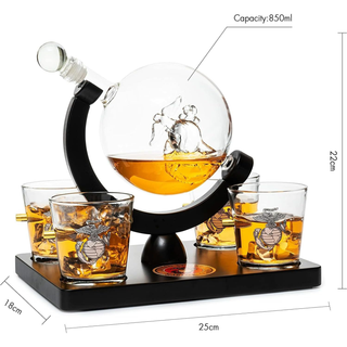 Marine Decanter Set With Four 3 Oz Shot Glasses 1000ML Marines Gift Decanter By Mari