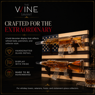 2 Gun Whiskey Decanters Set Ar15 And Ak47 Gun Decanter 1000ML American Flag Wall Rack By The Wine Sa