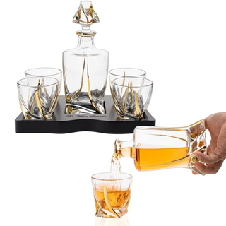 Ember Gilded Japanese Whisky Decanter Set with 4 Tumbler Glasses