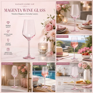 Make Your Own Set Wine Glass Single Colorful Magenta Colored Large 12 Oz Glass Unique Italian Style
