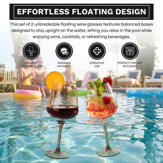 Floating Wine Glasses For Pool Set Of 2 15 Oz Shatterproof Poolside Wine Glasses Tritan Plastic Reus