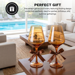 Floating Wine Glasses For Pool Set Of 2 15 Oz Shatterproof Poolside Wine Glasses Tritan Plastic Reus