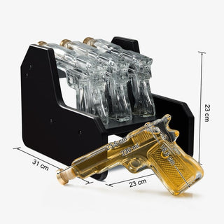 Gifts For Men Dad Whiskey Decanter Set 9 Oz With Three 2 Oz Glasses Pistol Gun Unique Birthday Gift